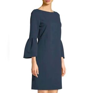 Lafayette 148 NY Navy Blue Marissa Bell Sleeve Dress size 14